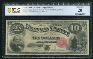 Fr.  113 1880 $10 “jackass” Legal Tender United States Note Pcgs Banknote Vf - 20