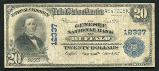 1902 $20 The Genesee National Bank Of Buffalo,  Ny National Currency Ch.  12337