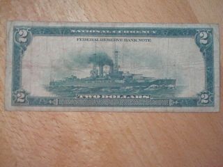 1918 FRN $2 $2.  00 TWO DOLLAR FEDERAL RESERVE NOTE VG CLEVELAND BATTLESHIP FR 758 2