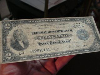 1918 FRN $2 $2.  00 TWO DOLLAR FEDERAL RESERVE NOTE VG CLEVELAND BATTLESHIP FR 758 3
