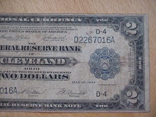 1918 FRN $2 $2.  00 TWO DOLLAR FEDERAL RESERVE NOTE VG CLEVELAND BATTLESHIP FR 758 6