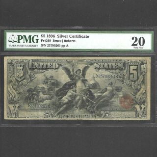 Fr - 269 $5 1896 Silver Certificate Educational Electricity Pmg 20 Ships