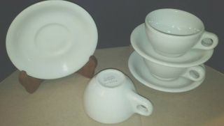 3 Vintage Buffalo China Restaurant - Ware All White Coffee Cups And Saucers