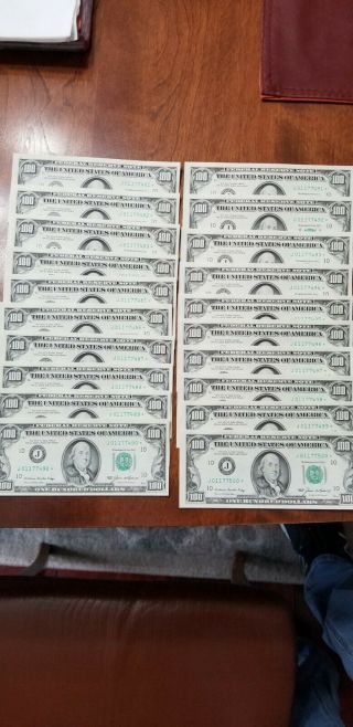 1985 $100 US DOLLAR BILL STAR NOTES 20 CONSECUTIVE STARS/SERIAL NUMBERS LOOK 3