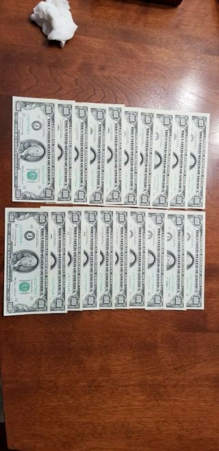 1985 $100 US DOLLAR BILL STAR NOTES 20 CONSECUTIVE STARS/SERIAL NUMBERS LOOK 4