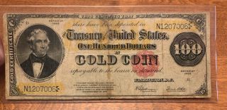 1922 $100 Gold Note Certificate Fr 1215