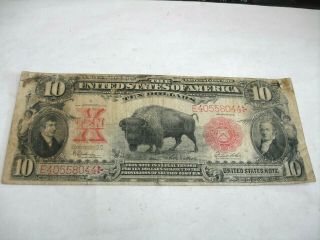 1901 Buffalo Bison $10 Legal Tender Note Bill Red Seal
