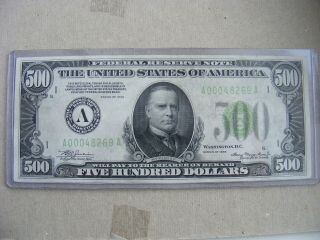 1934 $500 Federal Reserve Note Boston Five Hundred Dollar 1000 Fr 2201