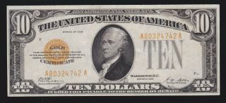 Us 1928 $10 Gold Certificate Fr 2400 Xf (742)