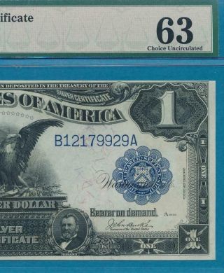 $1.  00 1899 Fr.  233 Black Eagle Blue Seal Silver Certificate Pmg Choice 63