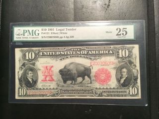 Pmg Vf25 Fr 121 1901 $10 Legal Tender Bison Note