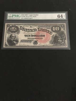 1880 - $10 Legal Tender - Pmg 64 Net.  Fr 106.  The Note Looks Nicer Than The Pics.