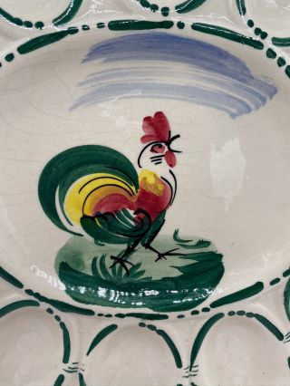 Country Kitchen Vintage Hand Painted Egg Plate From Italy w/a Rooster marked 2