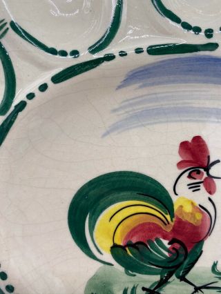 Country Kitchen Vintage Hand Painted Egg Plate From Italy w/a Rooster marked 3