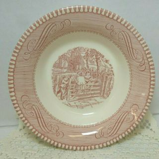 Royal China Currier & Ives Pink Pattern 5 - 1/2 " Dessert / Fruit Bowl