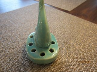 Vintage Flower Frog Ceramic Fish Shape Turquoise 3