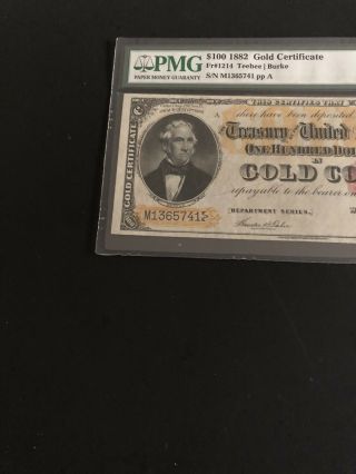 1882 - $100 Gold Certificate - PMG 30.  Fr 1214.  I Think It Was Under - Graded. 2