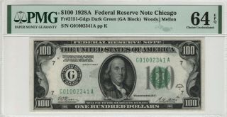 1928 A $100 Federal Reserve Note Chicago Fr.  2151 - Gdgs Pmg Choice Unc 64 Epq (341a