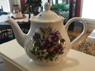 Vintage ‘arthur Wood & Sons’ Pansies Tea Pot,  Really Lovely,  Pristine Numbered