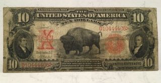 $10 Buffalo United States Note Bison Large Series Of 1901 =nice Circulated Note