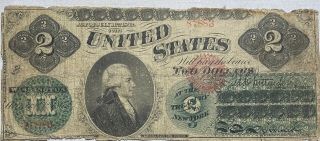 1862 $2 Legal Tender United States Large Size Note