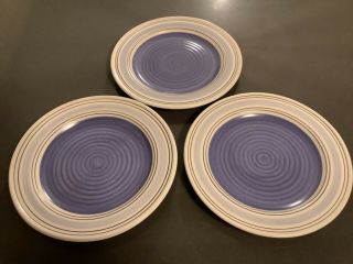 Euc Pfaltzgraff Rio Handpainted Set Of 3 Ribbed 8& 1/2 “ Lunch Plates