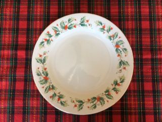 Noel By China Pearl Christmas Holiday Dinner Plate Green Holly & Red Berries