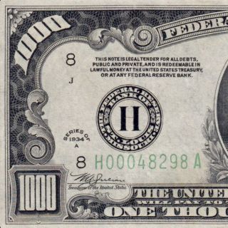 Great Note 1934a St.  Louis $1000 One Thousand Dollar Bill 500 Fr.  2212h 48298a