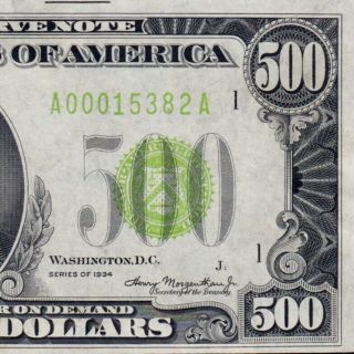 Trophy Note Lgs 1934 $500 Boston Five Hundred Dollar Bill 1000 Fr.  2201 - A 15382a