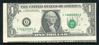 1988 - A $1 Frn Federal Reserve Note “misalignment Error” Uncirculated