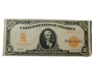 1907 $10 Ten Dollar Large Size Gold Certificate (fr 1167) Vernon - Treat