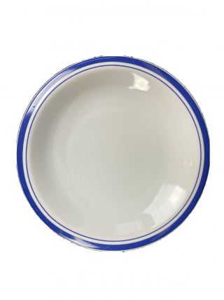 Culinary Arts Cafeware Porcelain White Blue Stripe Bread Salad Plate (2 Avail)