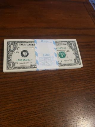 Scarce $1 2003 A Series Full Pack Of 100 Star Notes Kansas City Federal Reserve