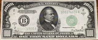 York 1934a $1000 One Thousand Dollar Bill Frn.  B00374956 A