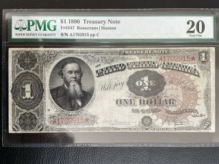 1890 $1 Treasury Note FR.  347 PMG 20 Very Fine Comment 3