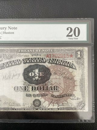 1890 $1 Treasury Note FR.  347 PMG 20 Very Fine Comment 5
