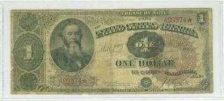 1890 $1 Ornate Back Fr 347 Stanton Treasury Note Low Serial Number,  Star