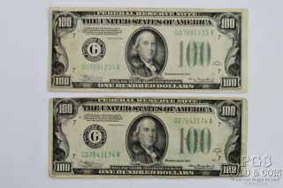 1934 & 1934 - A $100 Federal Reserve Notes Chicago Us Currency $200 18946
