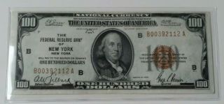 1929 $100 Brown Seal National Currency,  Federal Reserve Bank Of York