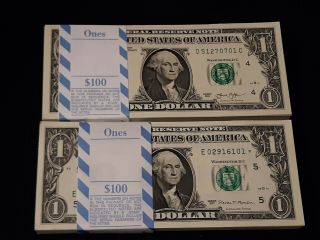2003 - - 2017 A - - $1 Gem Bep Packs Of 100 Consec Unc Star Notes - 100 Non Star 11