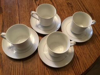 Set Of 4 Crown Victoria Lovelace Cup And Saucers Fine China