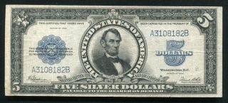 Fr.  282 1923 $5 Five Dollars “porthole” Silver Certificate Currency Note Vf
