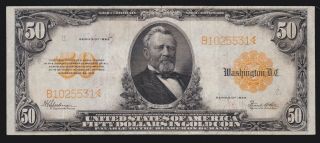 Us 1922 $50 Gold Certificate Mule Fr 1200m Vf - Xf (531)