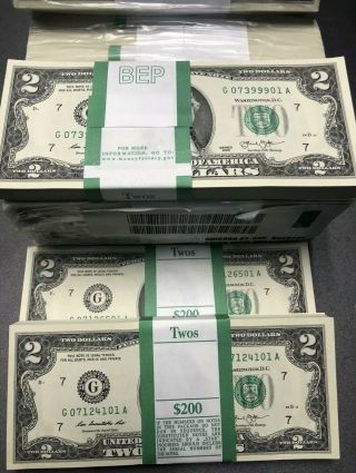 100 Uncirculated $2 Bills Chicago Series 2013 Real Money Two Dollar Notes Rr