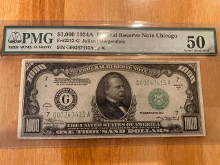 1934a $1000 Chicago One Thousand Dollar Bill Pmg 50