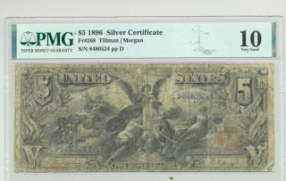 $5 Series 1896 Educational Silver Certificate In Comment - Pmg Vg 10 Holder