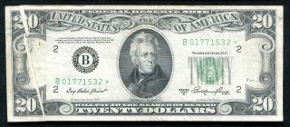 Fr.  2060 - B 1950 - A $20 Star Frn Federal Reserve Note “gutter Fold Error”
