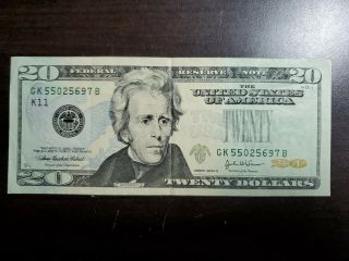 2004 - A $20 Federal Reserve Note - No Seal Error - Twenty Dollars