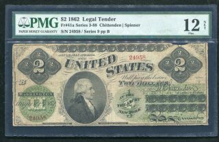 Fr.  41a 1862 $2 Two Dollars Legal Tender United States Note Pmg Fine - 12