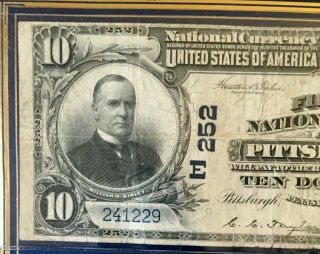 SERIES 1902 $10 NATIONAL BANK NOTE,  FIRST NATIONAL BANK AT PITTSBURGH,  NO DATE 2